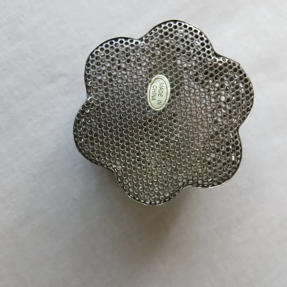 Vintage Filigree Metal Flower Top Box 2.5
